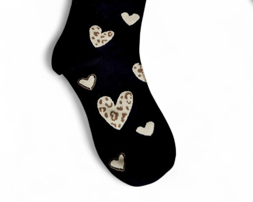 Stylische Socken mit Herz- & Leo-Print