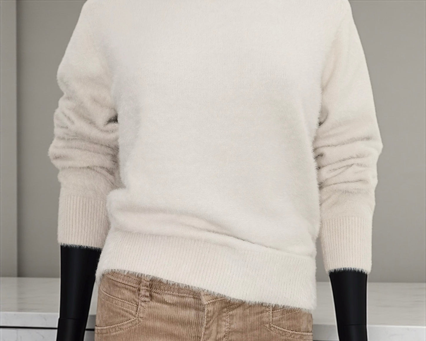 Fluffy Sweater - Red Button