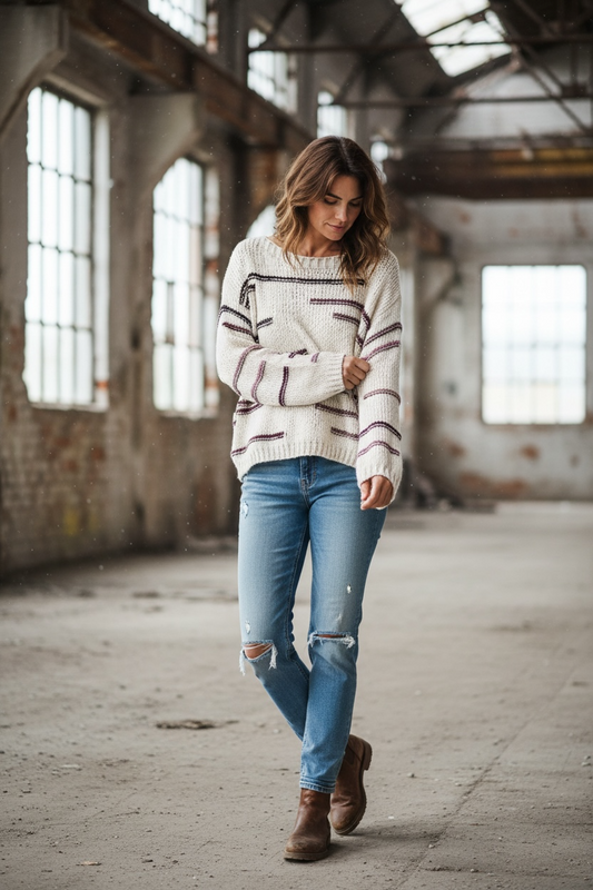 Rundhals Strickpullover Mehrfarbig "Lara"