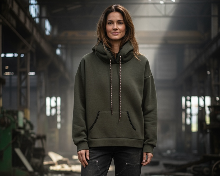 Kapuzenpullover mit Kontrastnähten