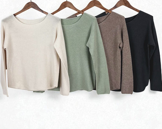 Basic Feinstrick-Pullover – Rundhals & V-Ausschnitt