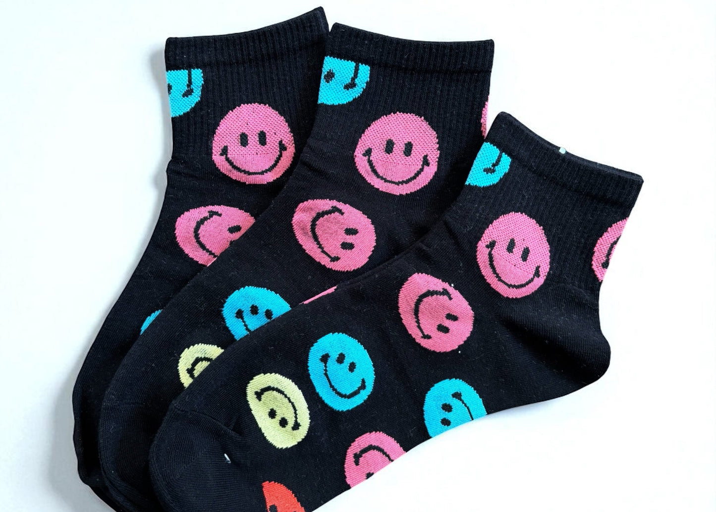Socken mit Smiley Design farbig