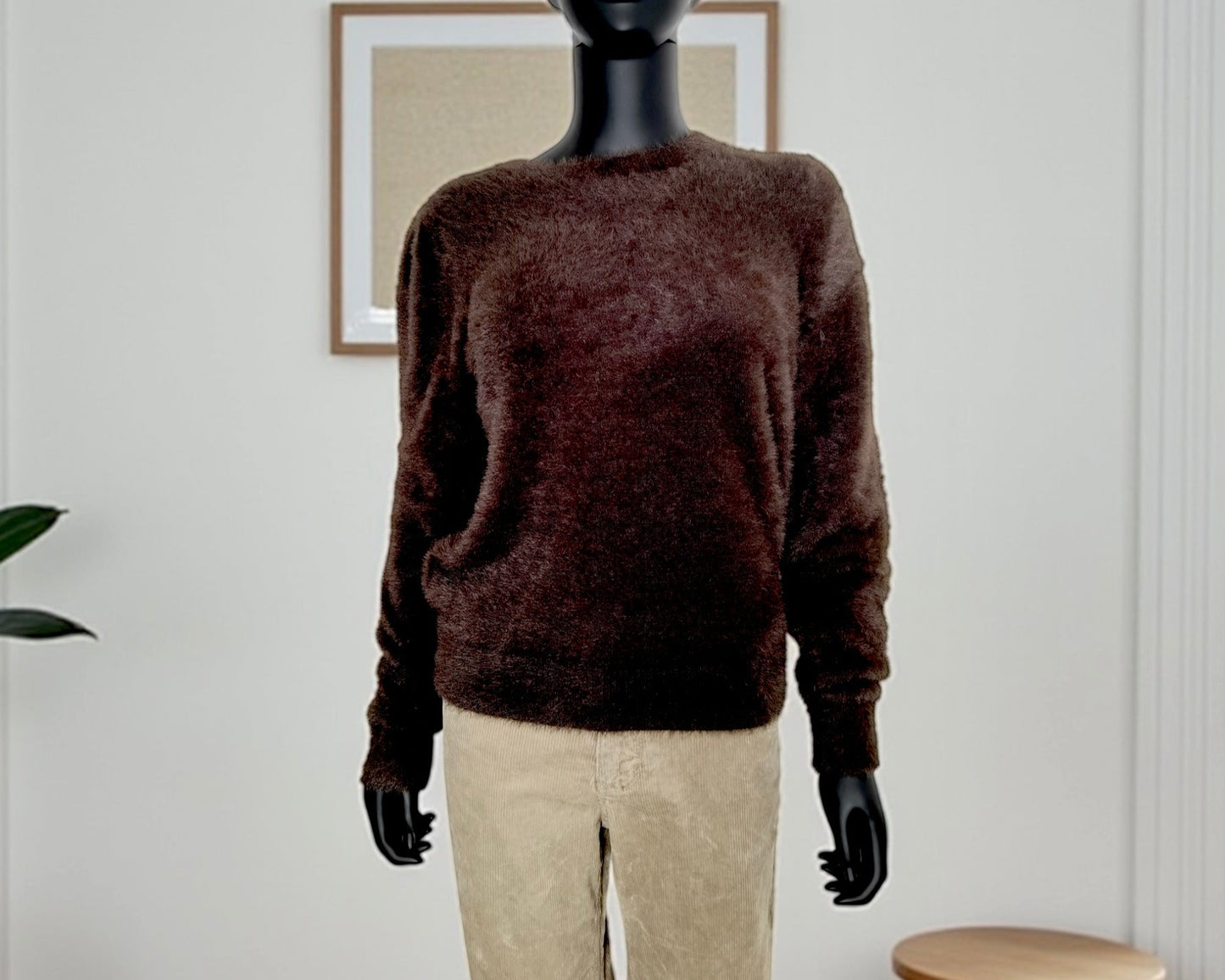 Red Button Fuzzy Pullover