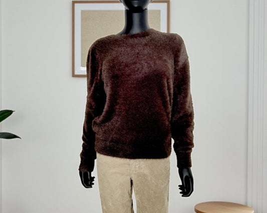 Red Button Fuzzy Pullover