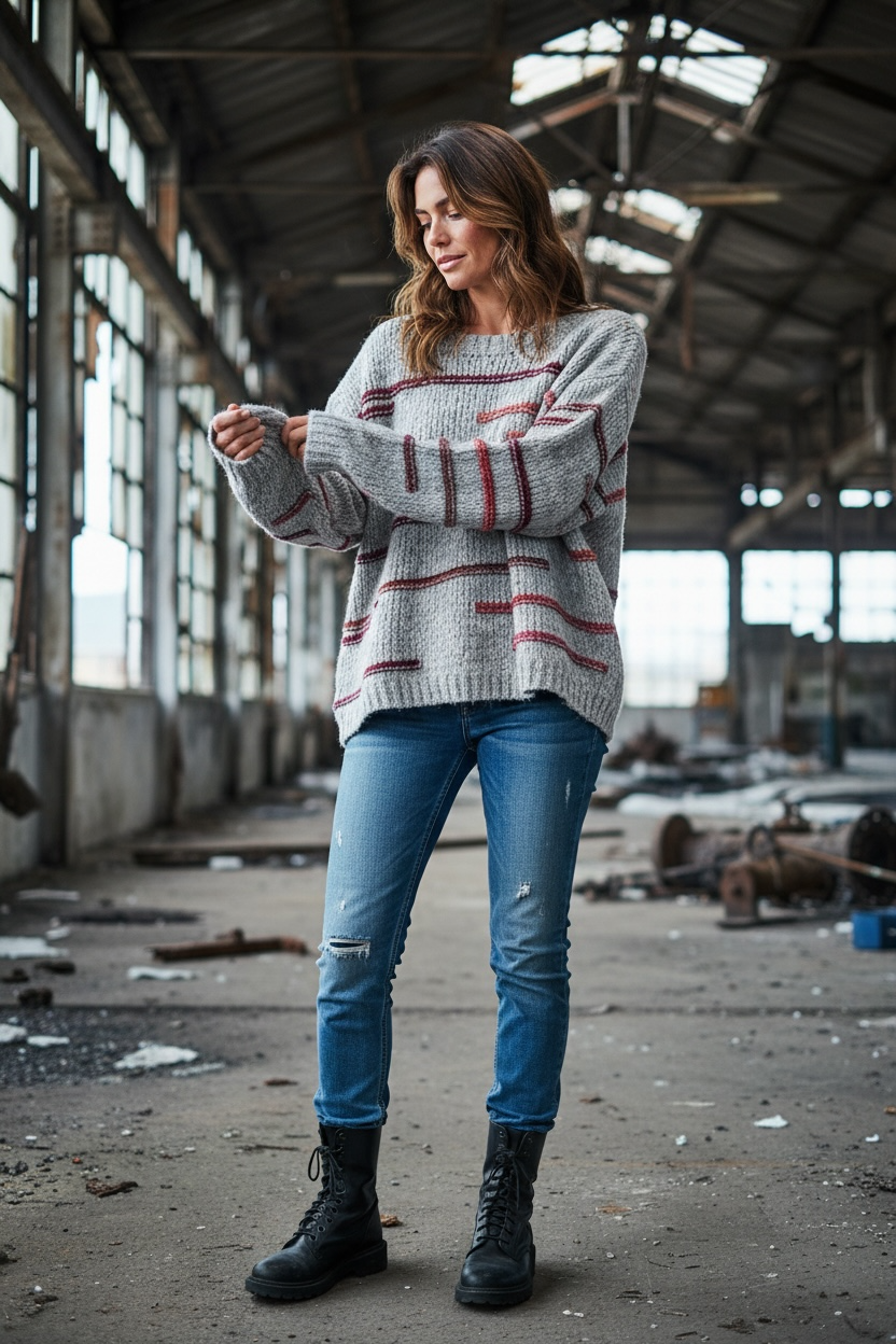 Rundhals Strickpullover Mehrfarbig "Lara"