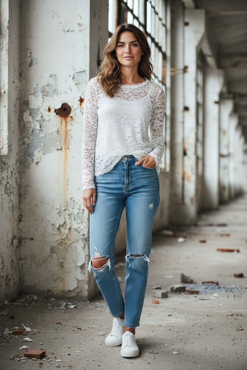 Spitzenoberteil Rundhals "Patty"