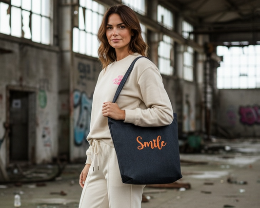 Denim Tragetasche  "Smile"