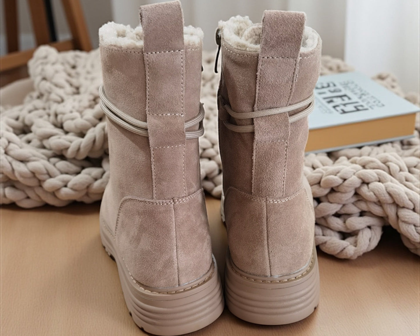 Rino & Pelle Damen Schnürboots in Beige mit warmer Fütterung