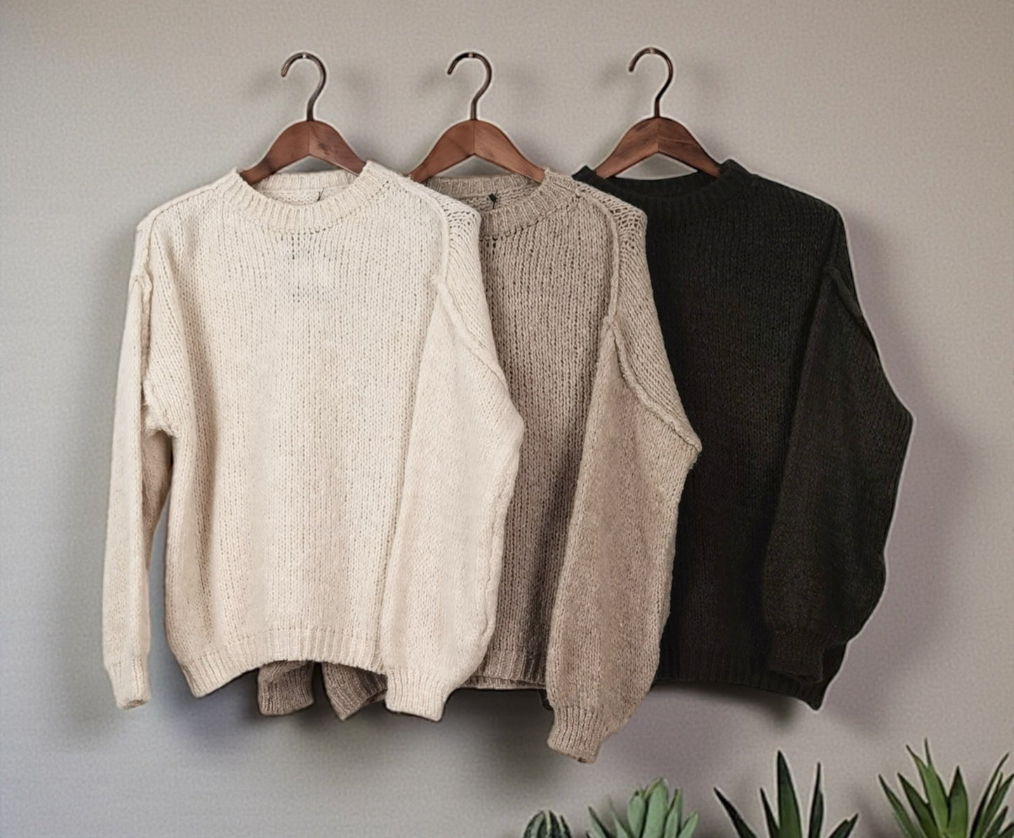 Lässiger Strickpullover Rundhals