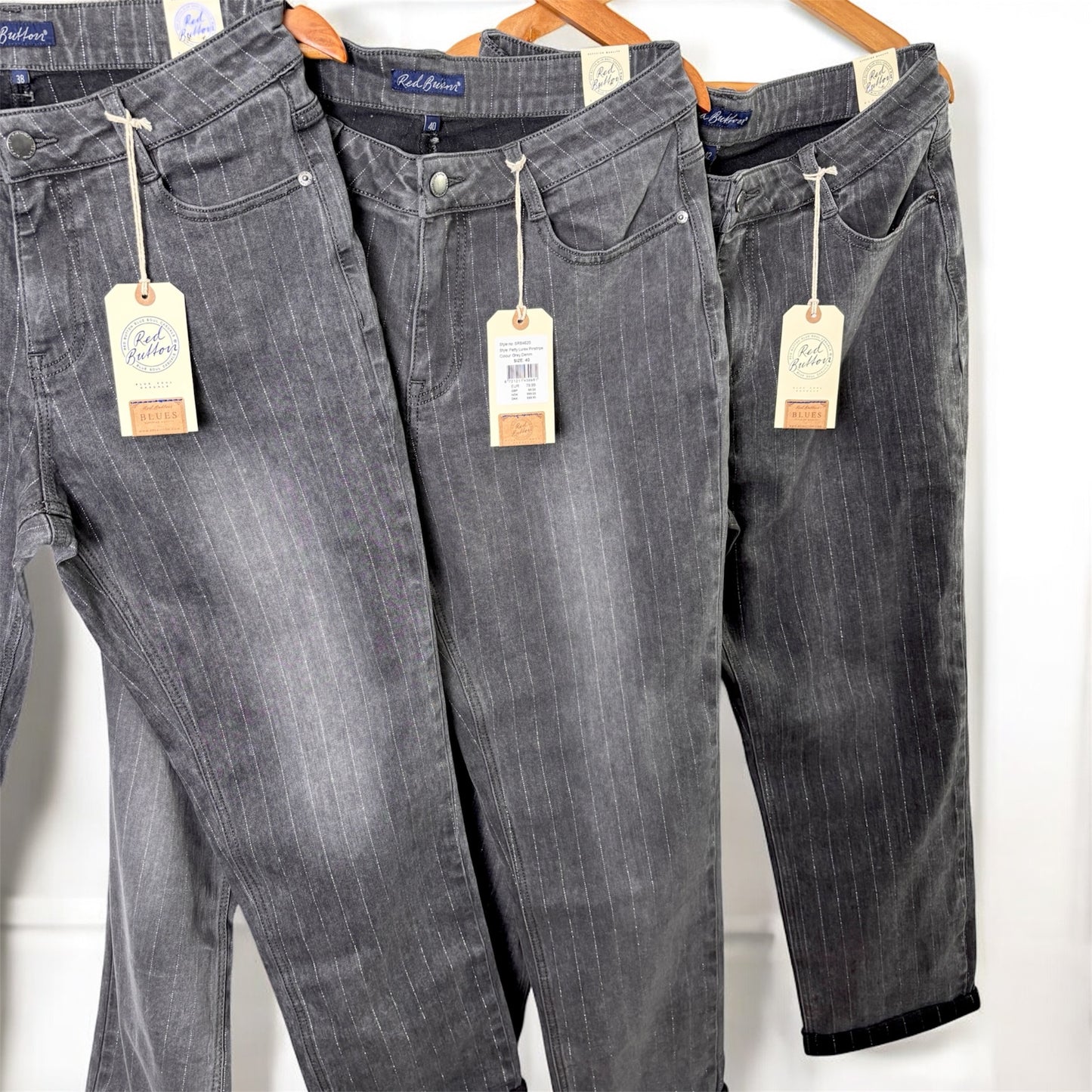 Red Button Jeans – Dunkelgrau mit feinem Glitzereffekt