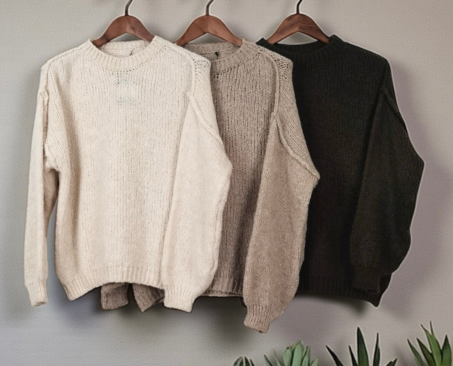 Lässiger Strickpullover Rundhals