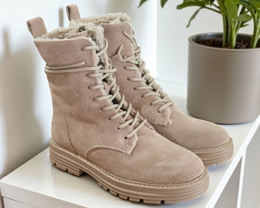 Rino & Pelle Damen Schnürboots in Beige mit warmer Fütterung
