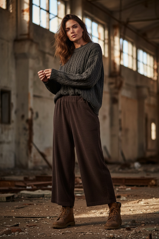 Schlupfhose im Cordlook mit  Gummizug "Anna"