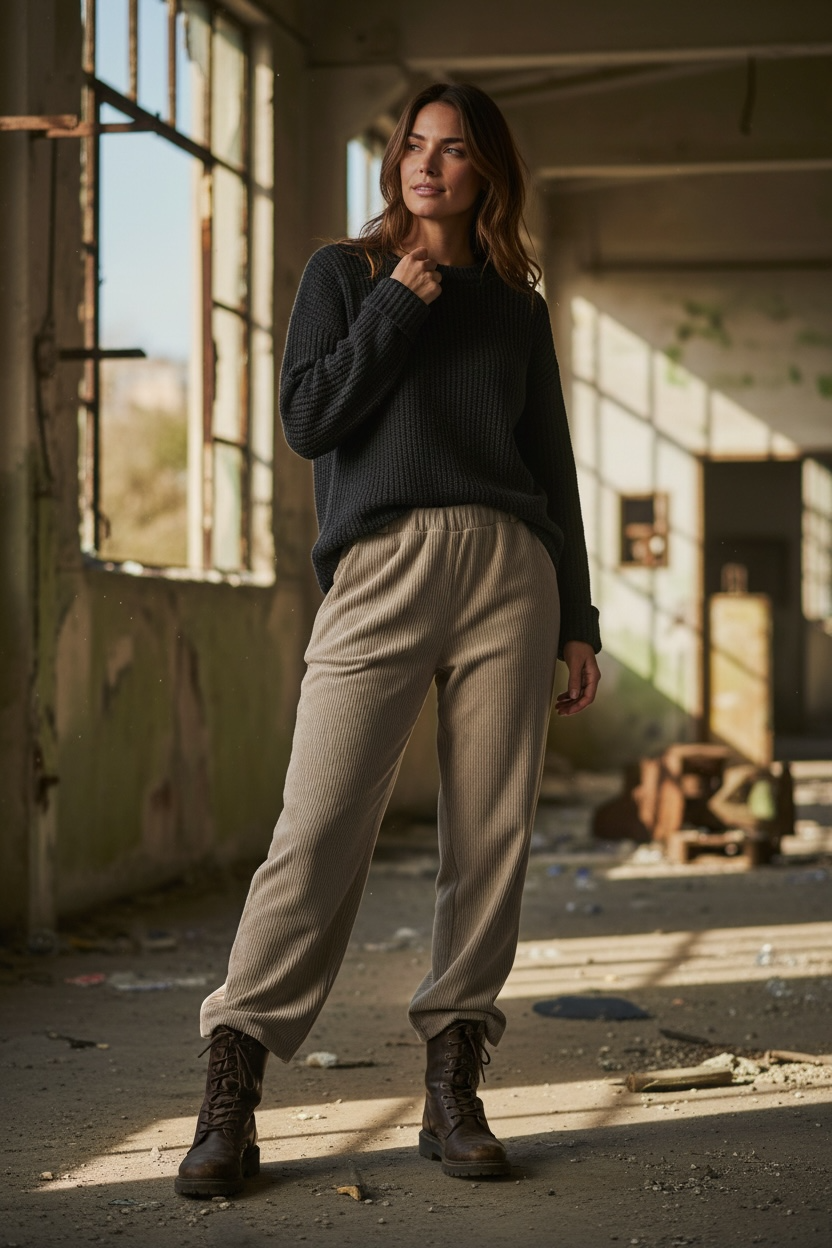 Schlupfhose im Cordlook mit  Gummizug "Anna"