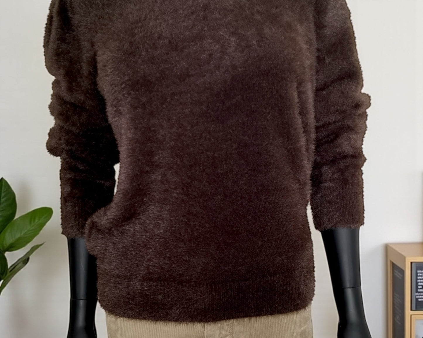 Red Button Fuzzy Pullover