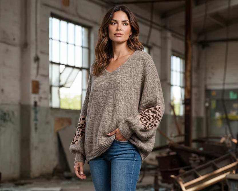 Strickpullover mit Leo-Detail – cozy, modern & voller Stil
