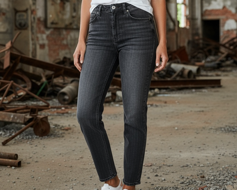 Red Button Jeans – Dunkelgrau mit feinem Glitzereffekt