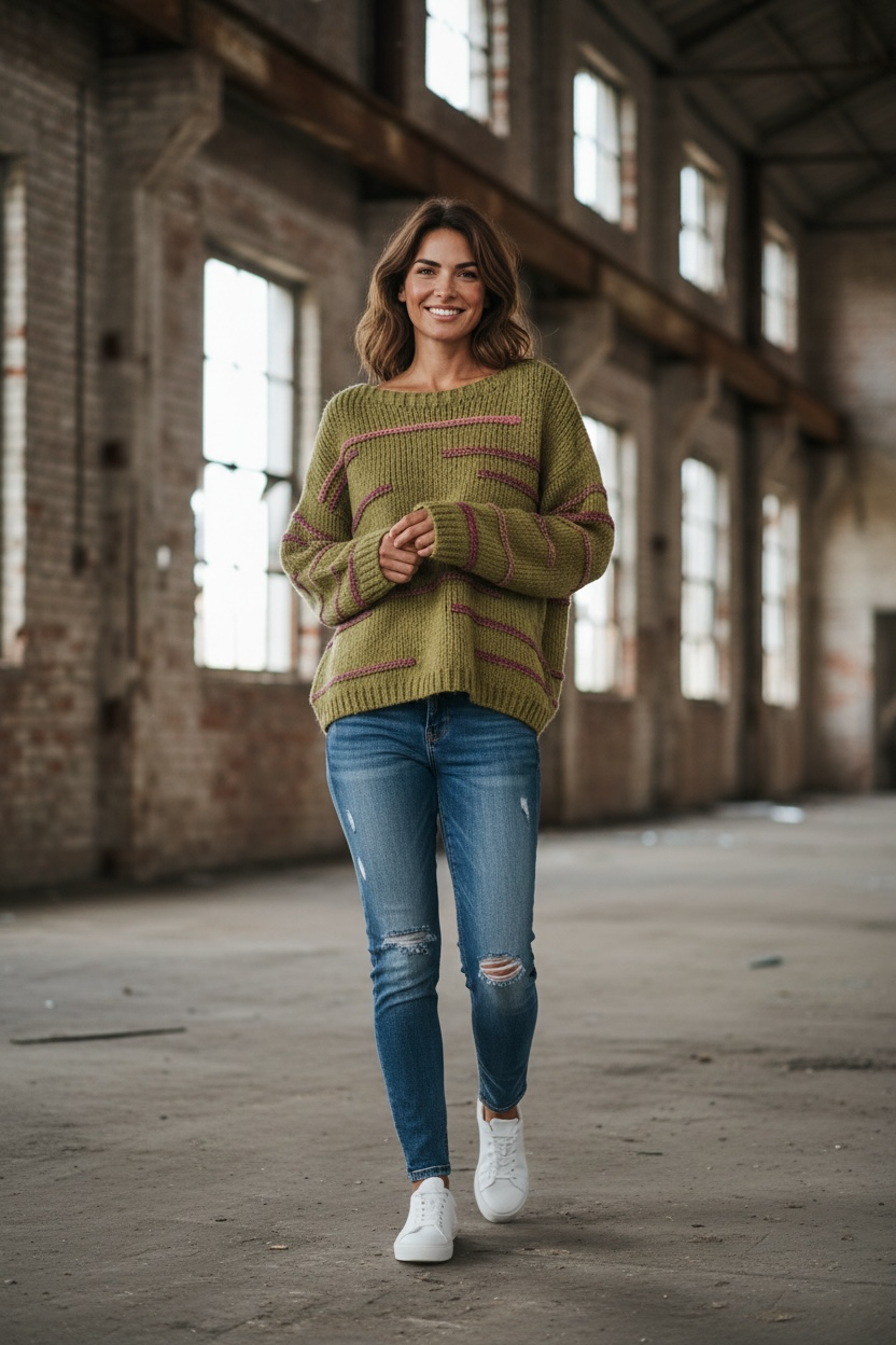 Rundhals Strickpullover Mehrfarbig "Lara"