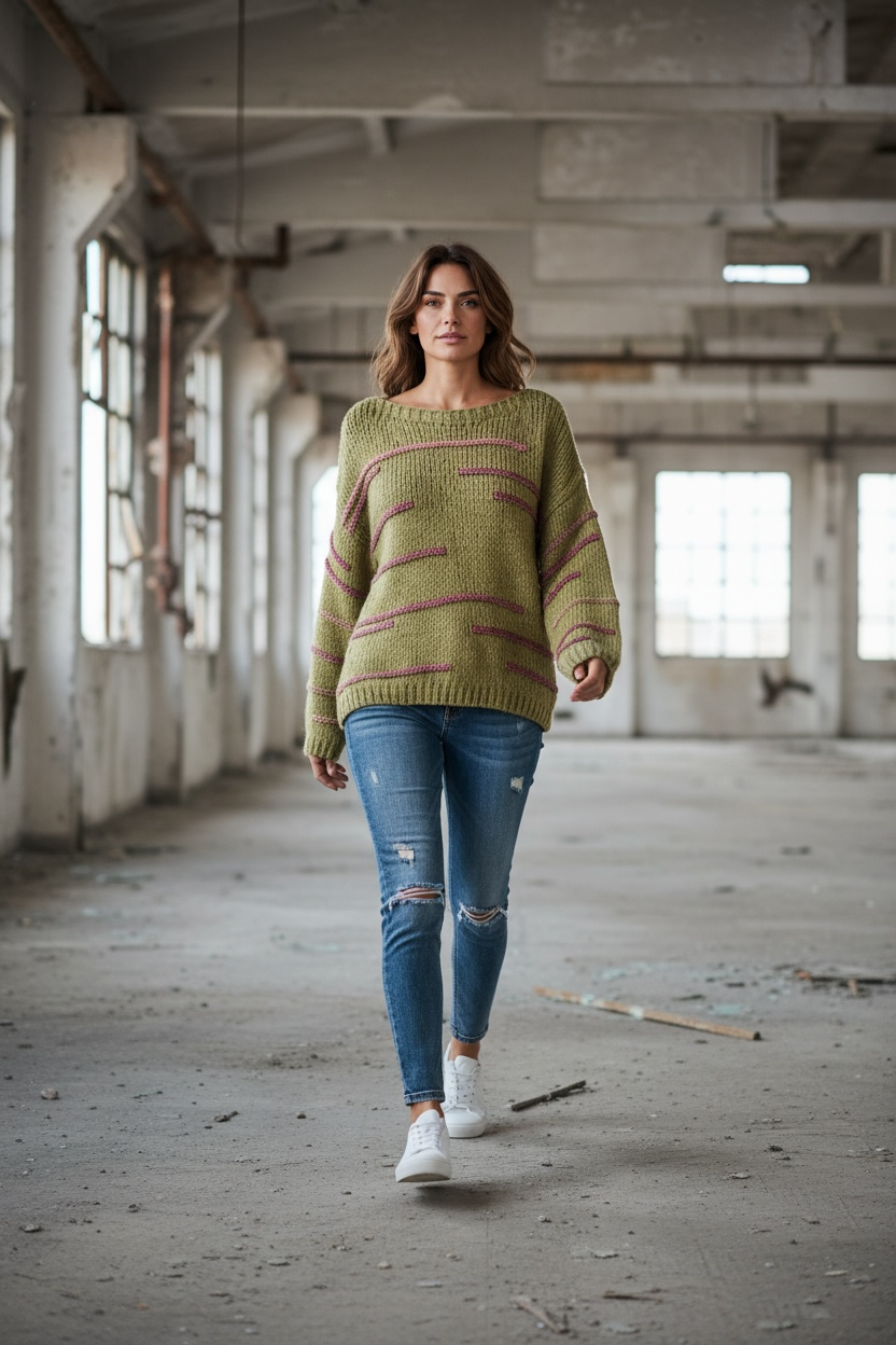 Rundhals Strickpullover Mehrfarbig "Lara"