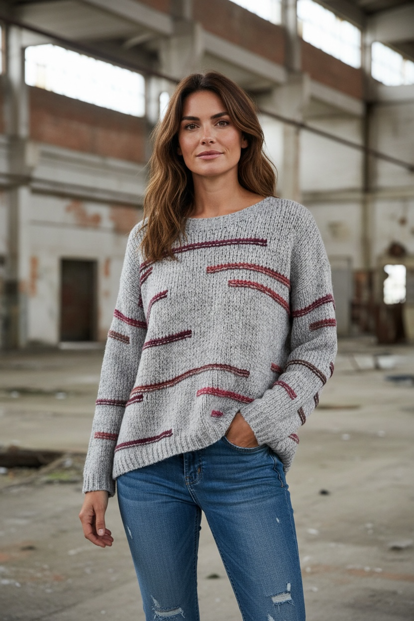 Rundhals Strickpullover Mehrfarbig "Lara"