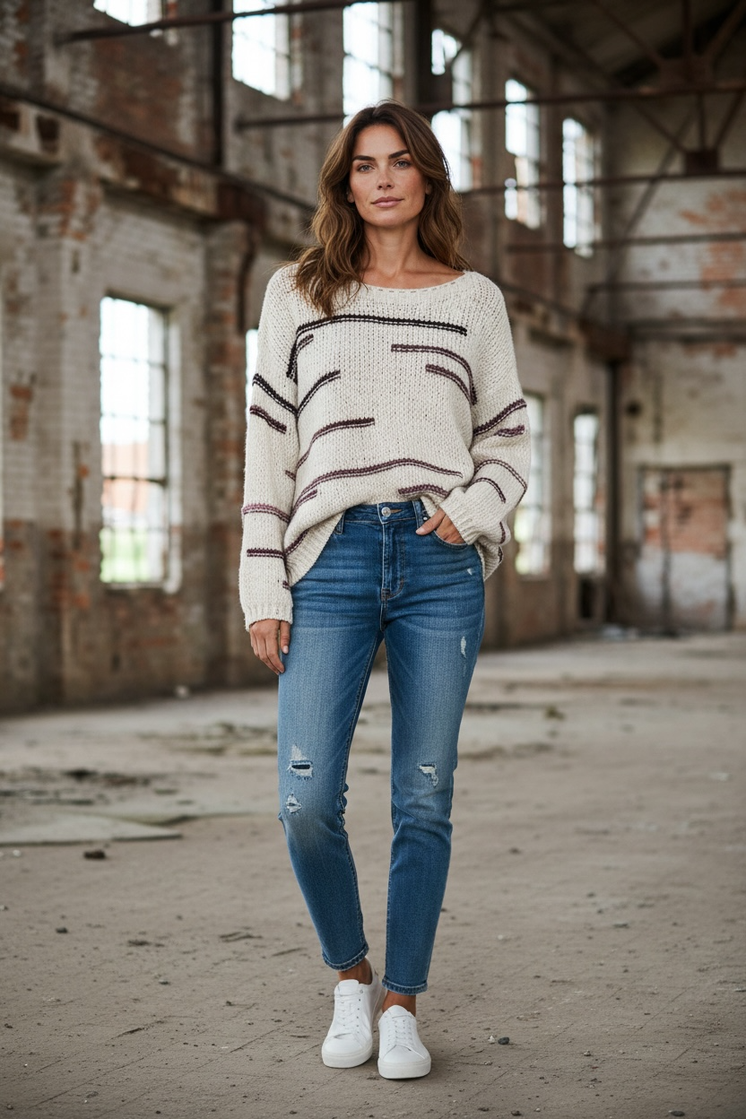 Rundhals Strickpullover Mehrfarbig "Lara"