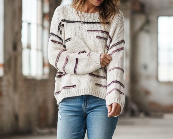 Rundhals Strickpullover Mehrfarbig "Lara"