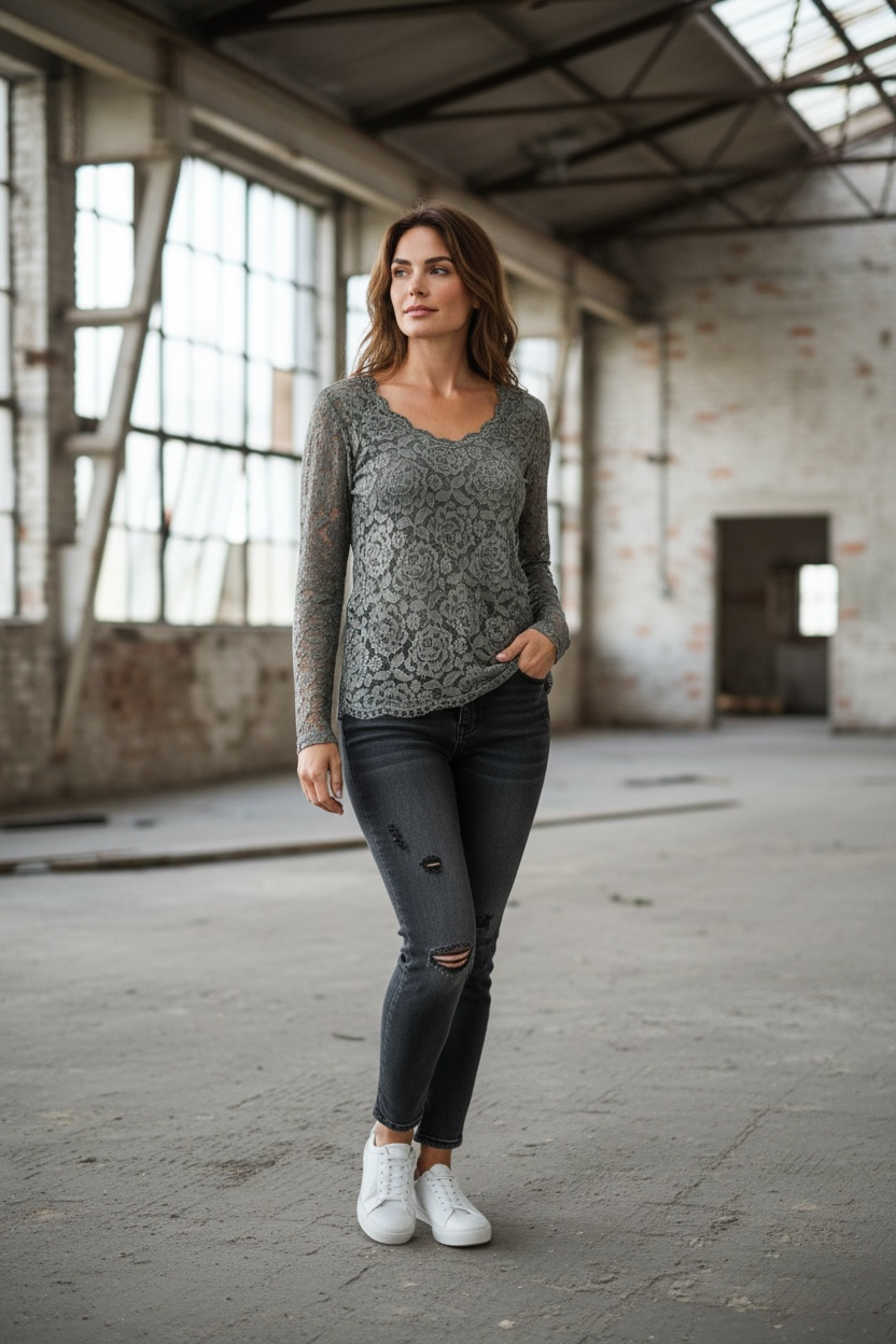 Spitzenoberteil Rundhals "Patty"