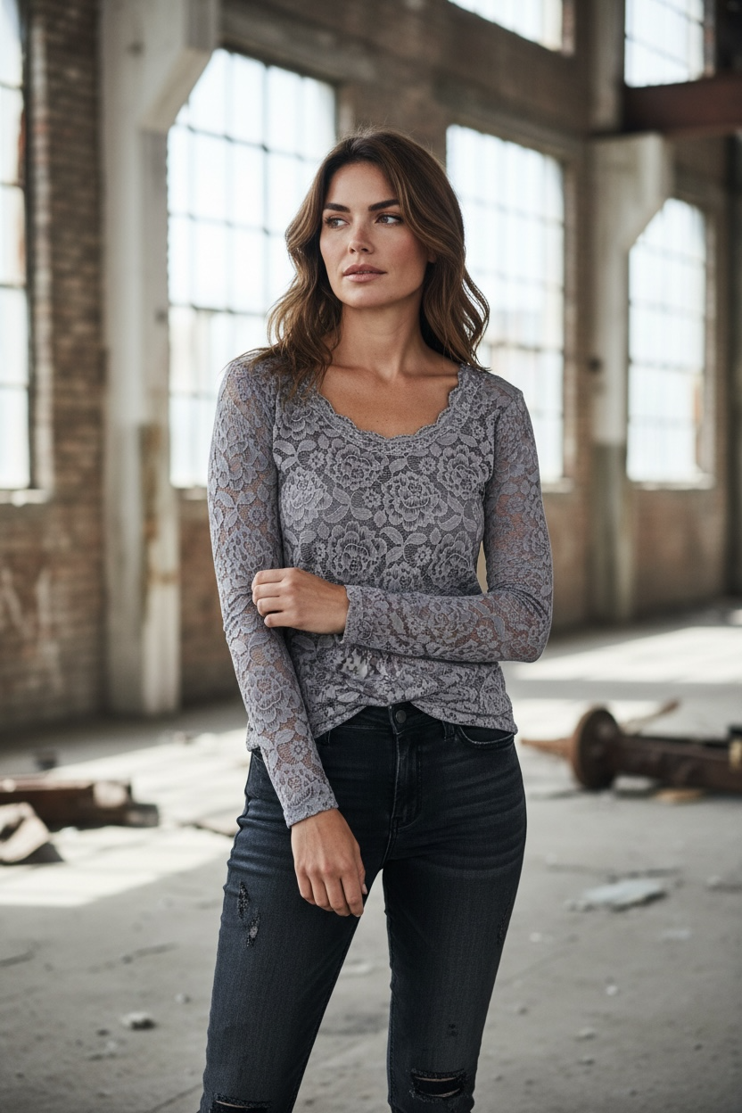 Spitzenoberteil Rundhals "Patty"