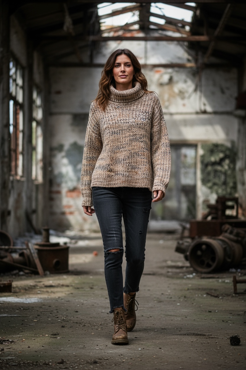 Grobstrick Rollkragenpullover