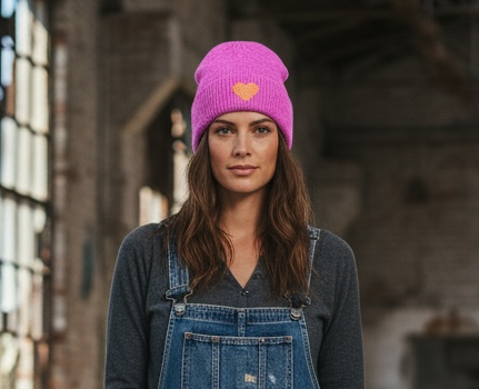 Kuschelige Strickmütze mit Herz