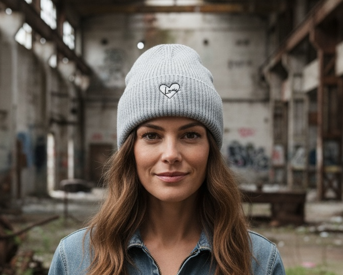 Strickmütze mit Herzstickerei – warm, weich