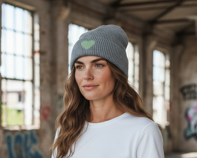 Kuschelige Strickmütze mit Herz