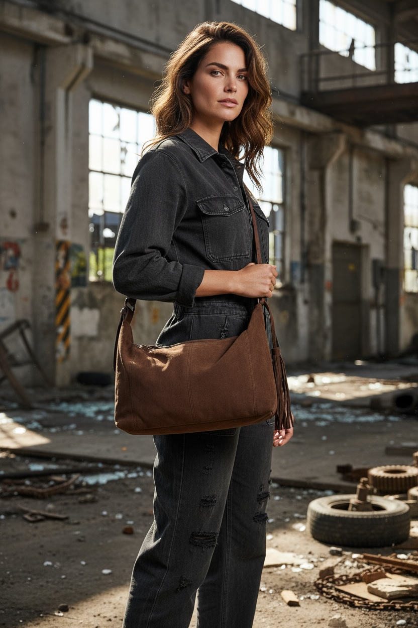 Stylische Velours-Tasche mit Fransen – soft, modern & alltagstauglich