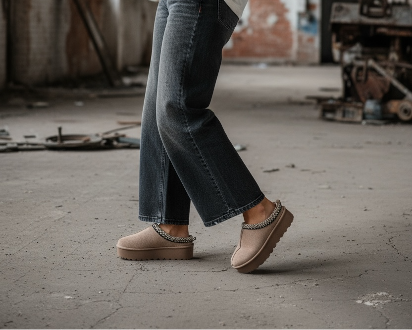 Stylische Plateau-Slipper mit Zierborte – bequem & outdoor-tauglich