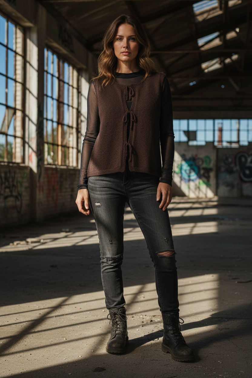 Strickweste mit Kordel  "Amy"