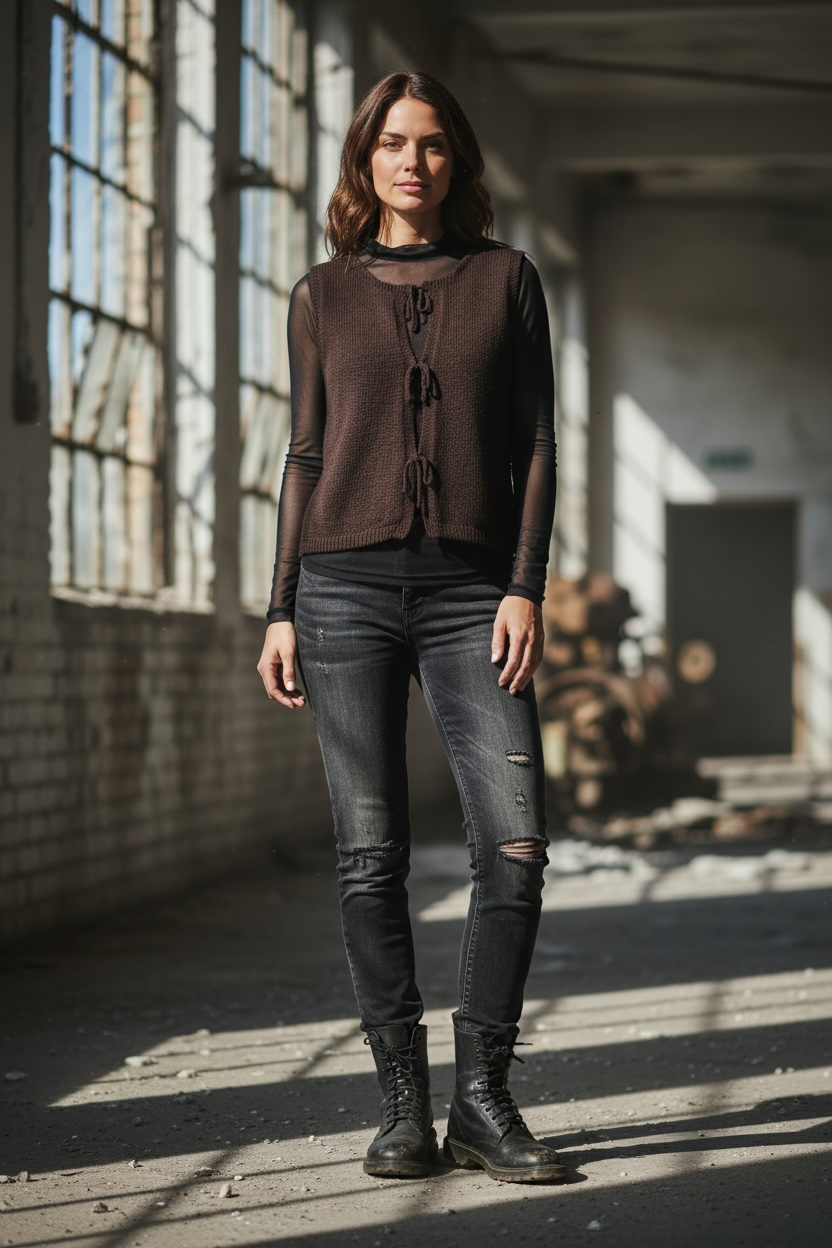 Strickweste mit Kordel  "Amy"