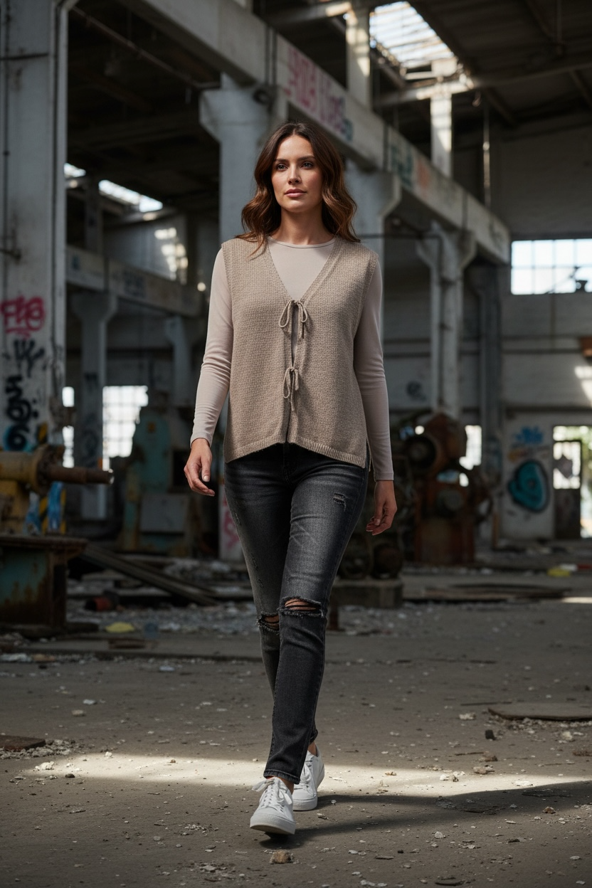 Strickweste mit Kordel  "Amy"