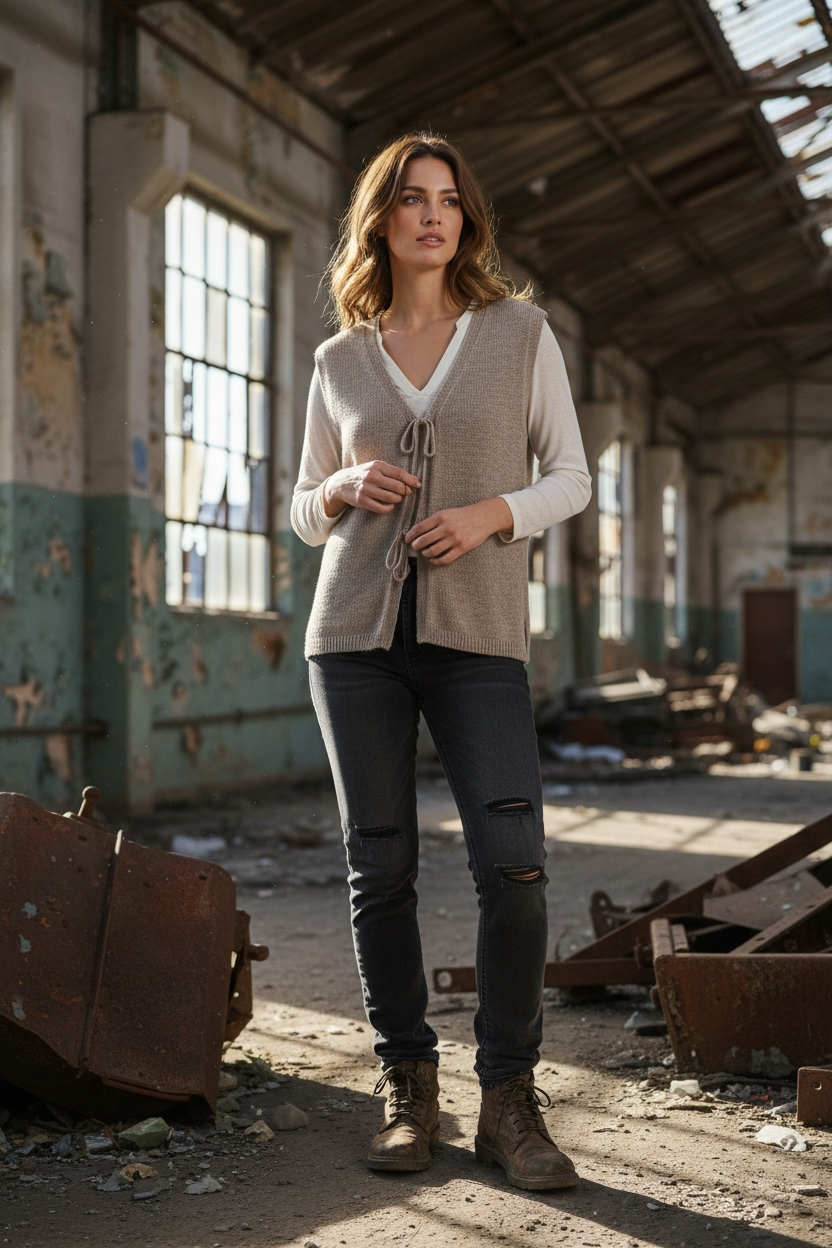 Strickweste mit Kordel  "Amy"