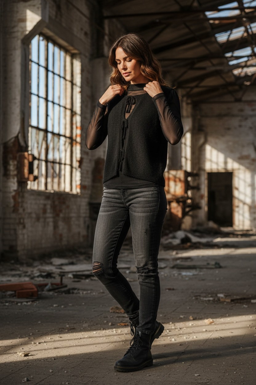 Strickweste mit Kordel  "Amy"