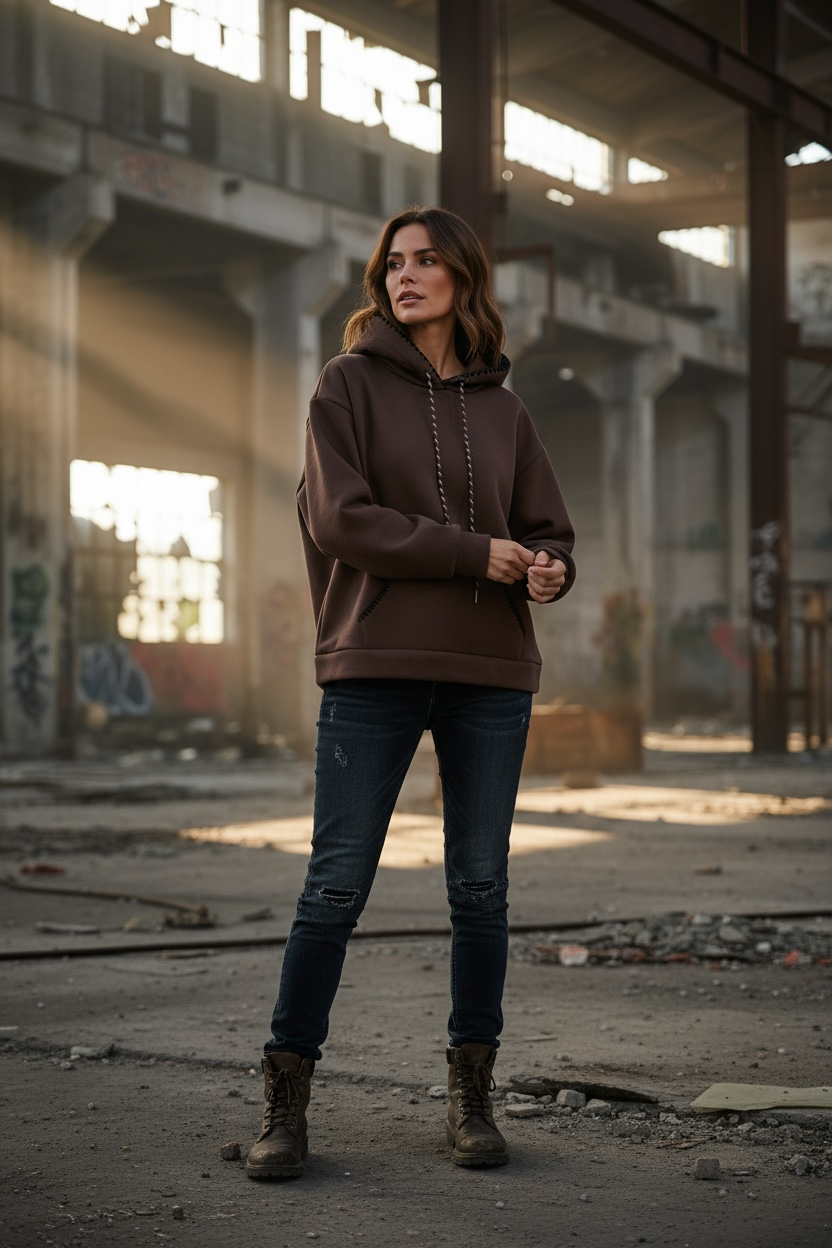 Kapuzenpullover mit Kontrastnähten