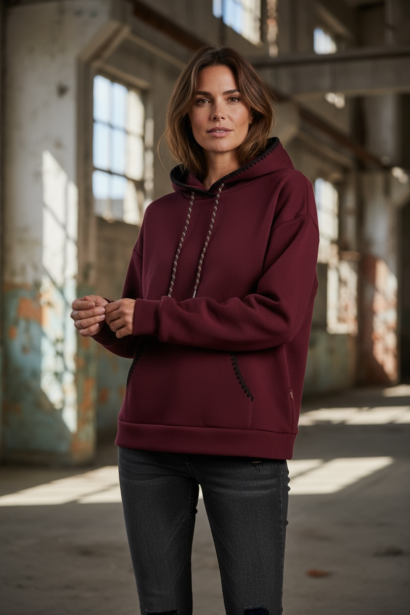 Kapuzenpullover mit Kontrastnähten