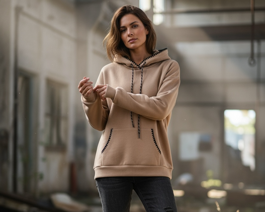 Kapuzenpullover mit Kontrastnähten