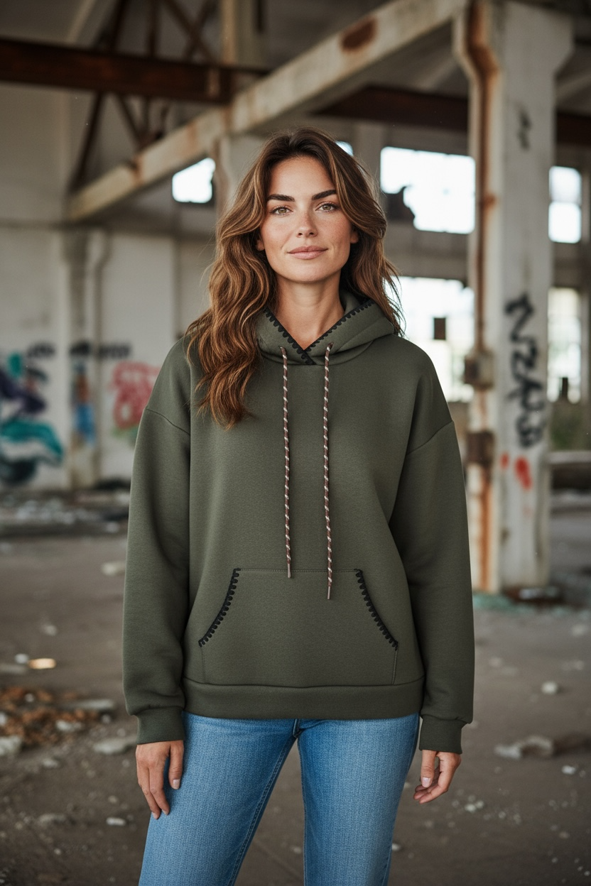 Kapuzenpullover mit Kontrastnähten