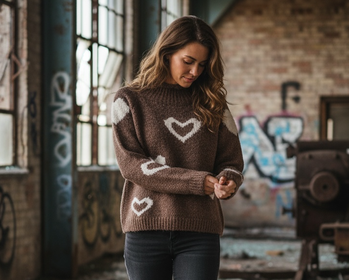 Pullover mit Herzmuster