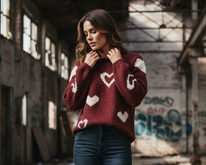 Pullover mit Herzmuster